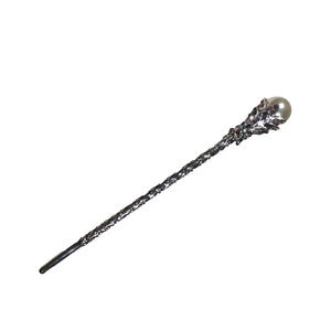Hair Ornament Stick Silver Tone Rhinestone Faux Pearl Elegant Feminine Up Do